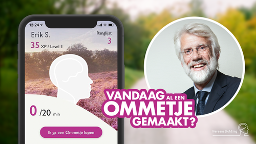 De Ommetje app die wordt gepromoot door Erik Scherder en ondersteund wordt door de Hersenstichting